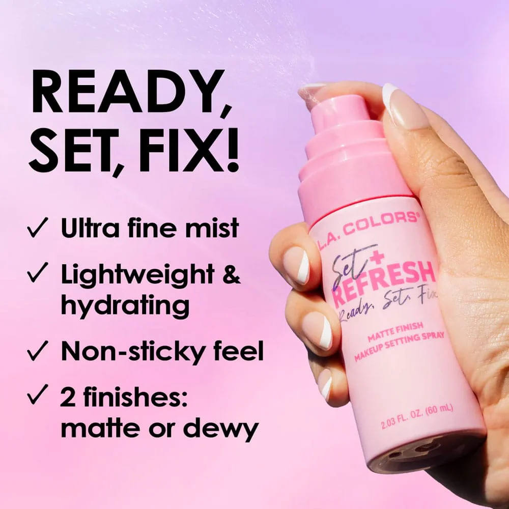 LA Colors Set + Refresh Matte Setting Spray 60ml 3 LA Colors Set + Refresh Matte Setting Spray 60ml