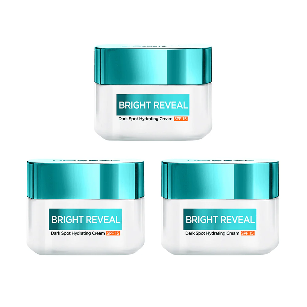 3x L'Oreal Bright Reveal Dark Spot Hydrating Cream SPF15 50ml