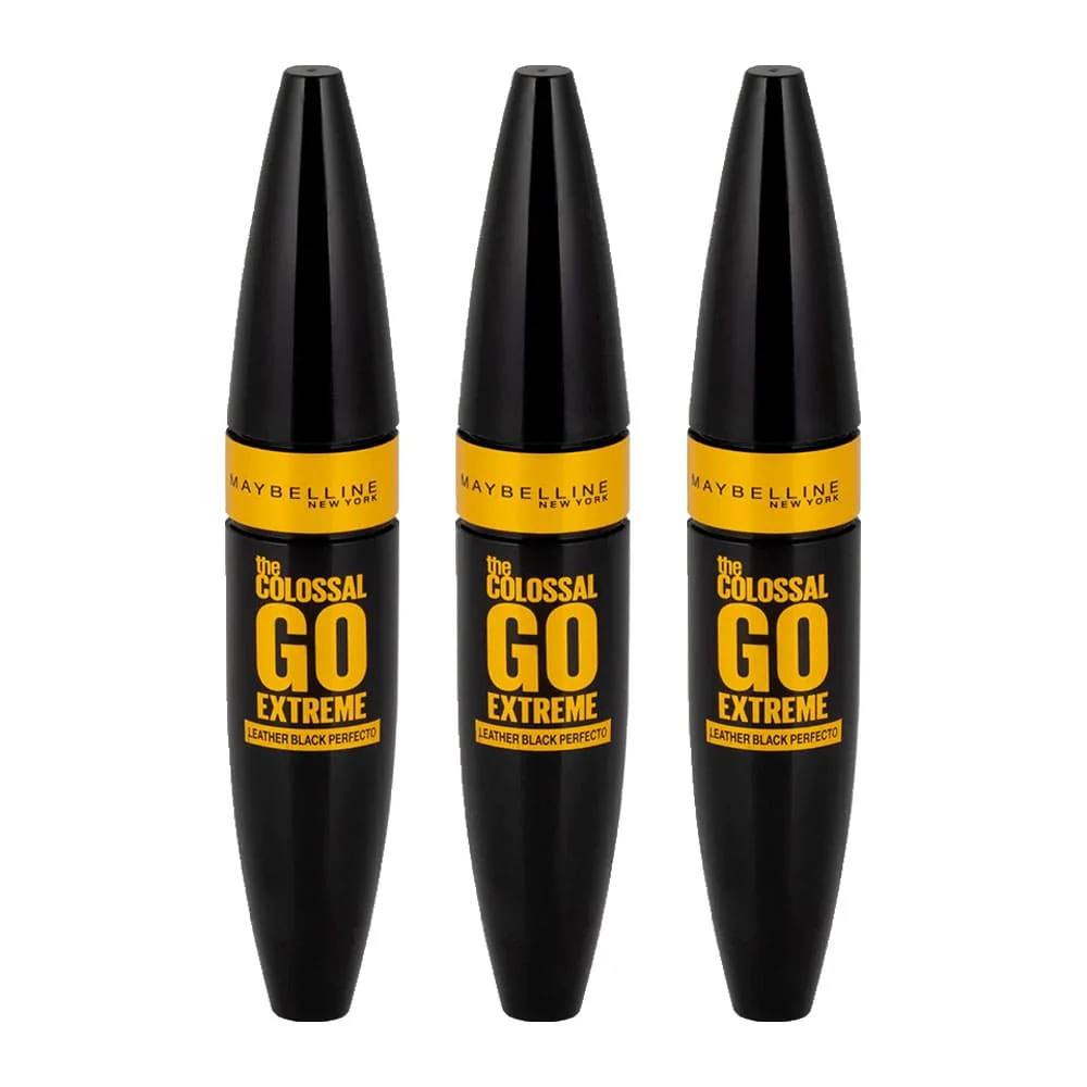 3x Maybelline Mascara The Colossal Go Extreme Leather Black 9.5ml
