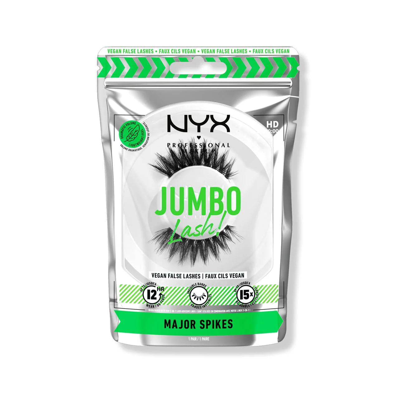 NYX Jumbo Lash Vegan False Lashes Reusable + Case Major Spikes