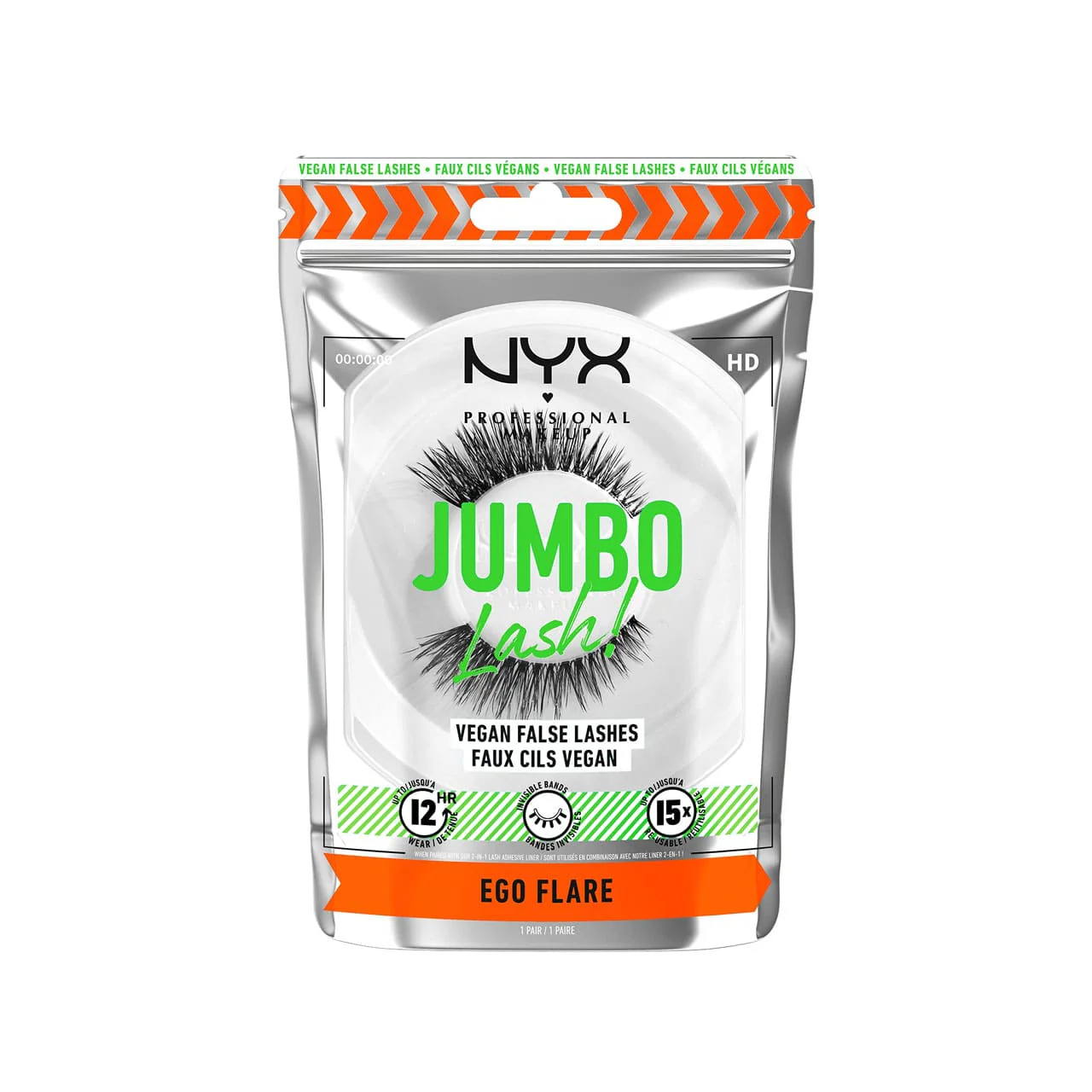 NYX Jumbo Lash Vegan False Lashes Reusable + Case Ego Flare