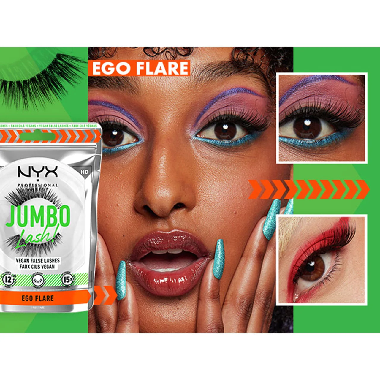 NYX Jumbo Lash Vegan False Lashes Reusable + Case Ego Flare 3 NYX Jumbo Lash Vegan False Lashes Reusable + Case Ego Flare