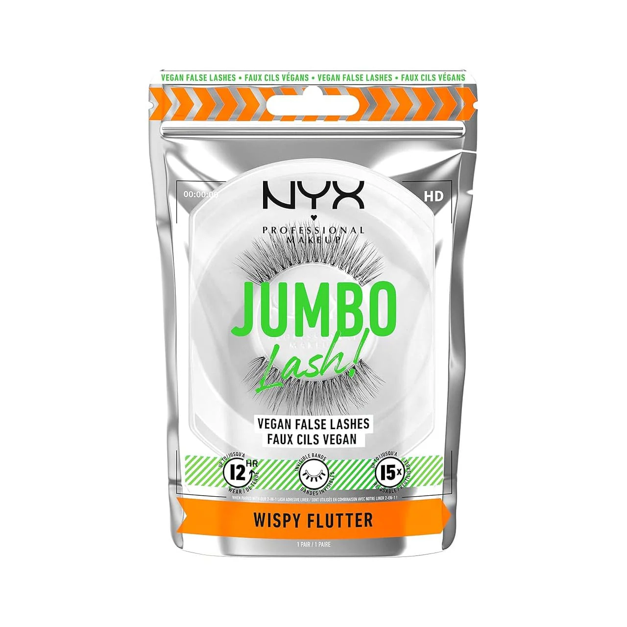 NYX Jumbo Lash Vegan False Lashes Reusable + Case Wispy Flutter