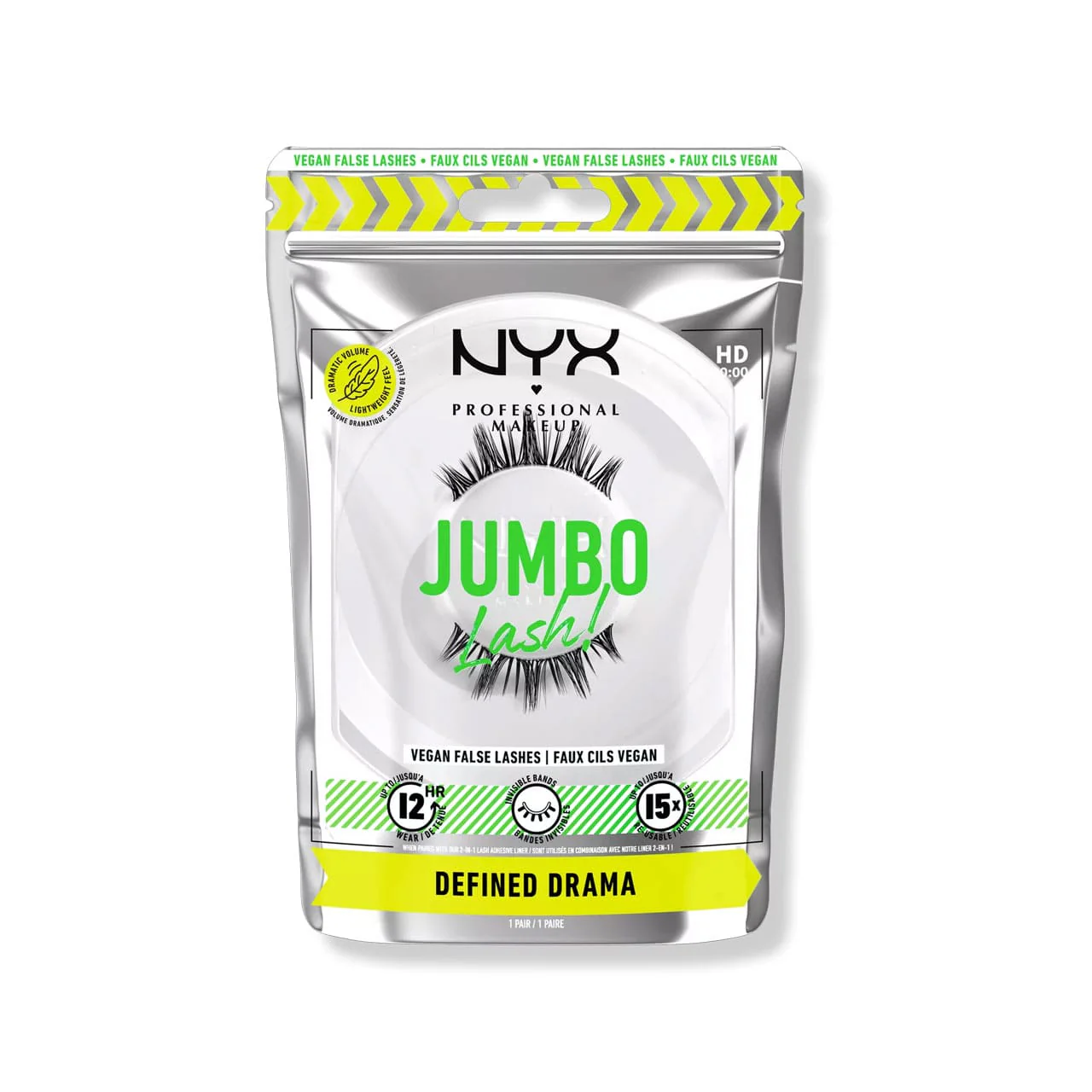 NYX Jumbo Lash Vegan False Lashes Reusable + Case Defined Drama