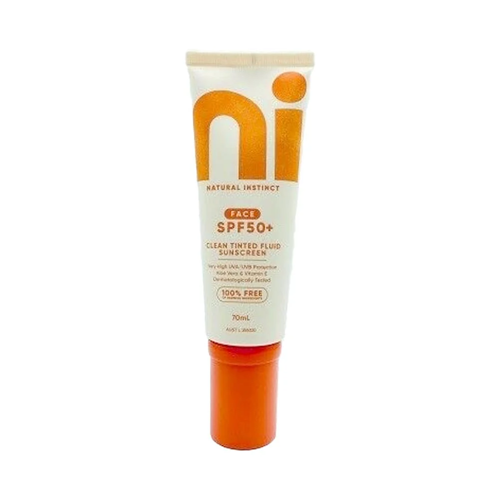 Natural Instinct Sunscreen Clean Tinted Fluid Face SPF 50+ 70ml - Short Dated Clearance