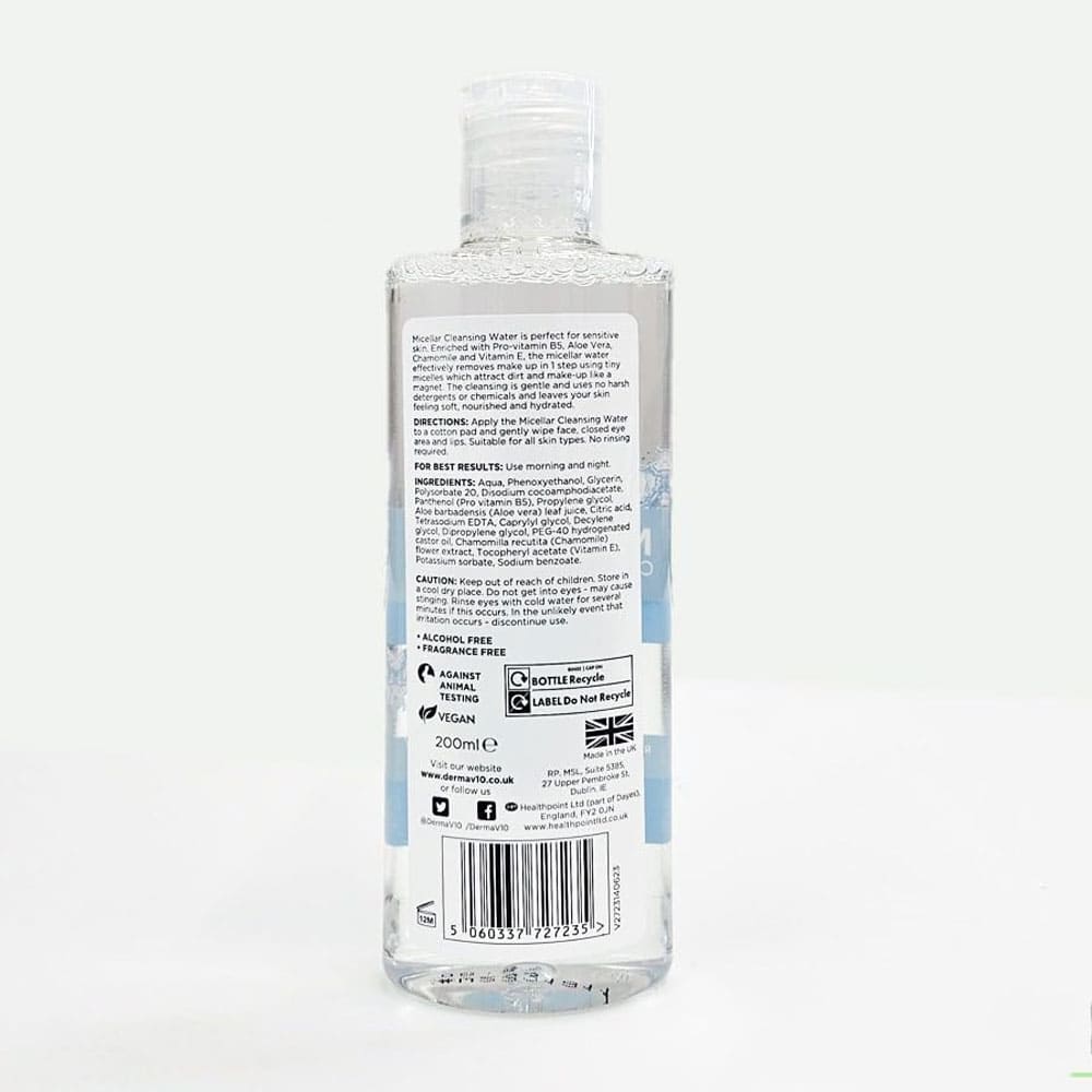 Derma V10 Micellar Cleansing Water 200ml 3 Derma V10 Micellar Cleansing Water 200ml