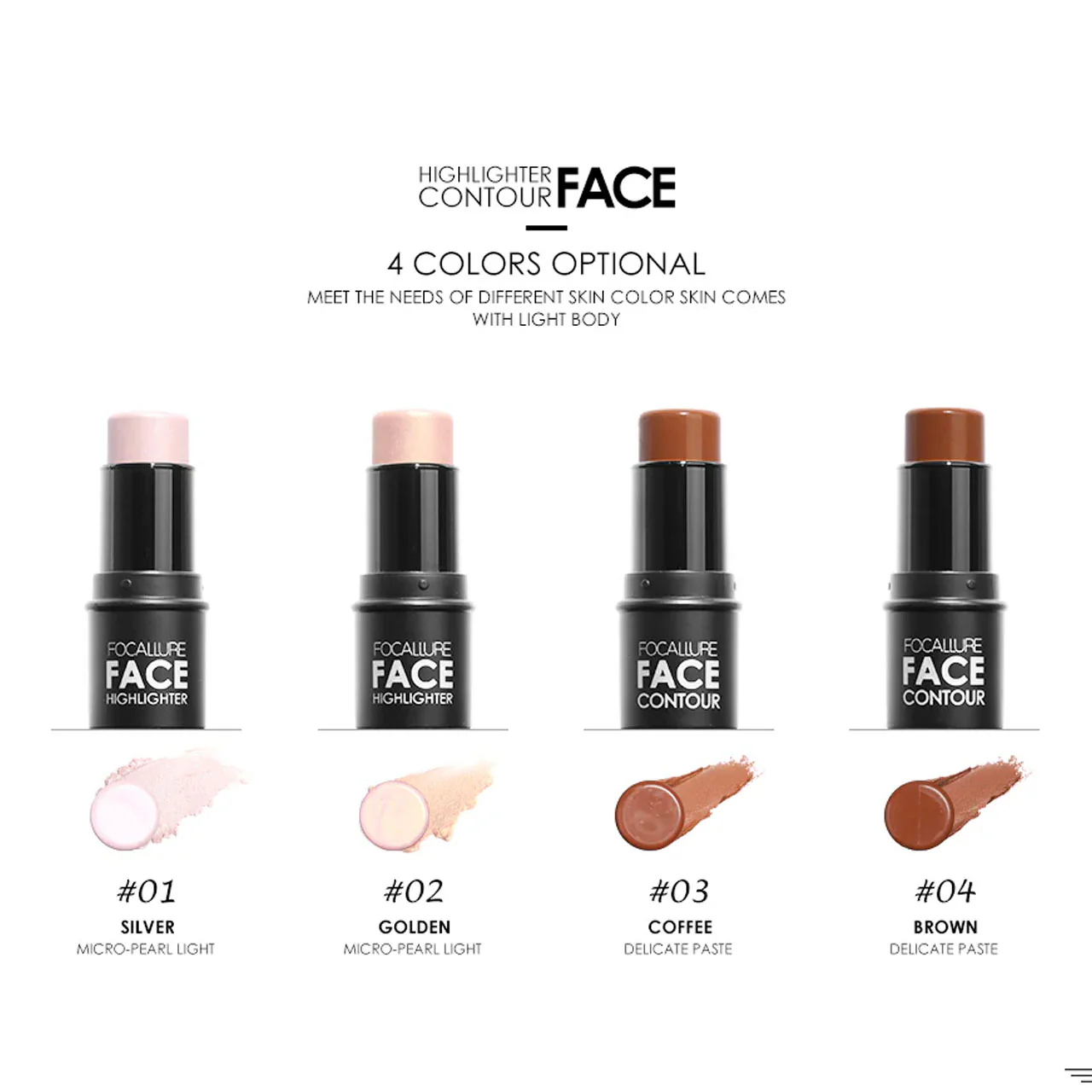 Focallure Highlighter & Contour Multi Stick 02 Golden 3 Focallure Highlighter & Contour Multi Stick 02 Golden