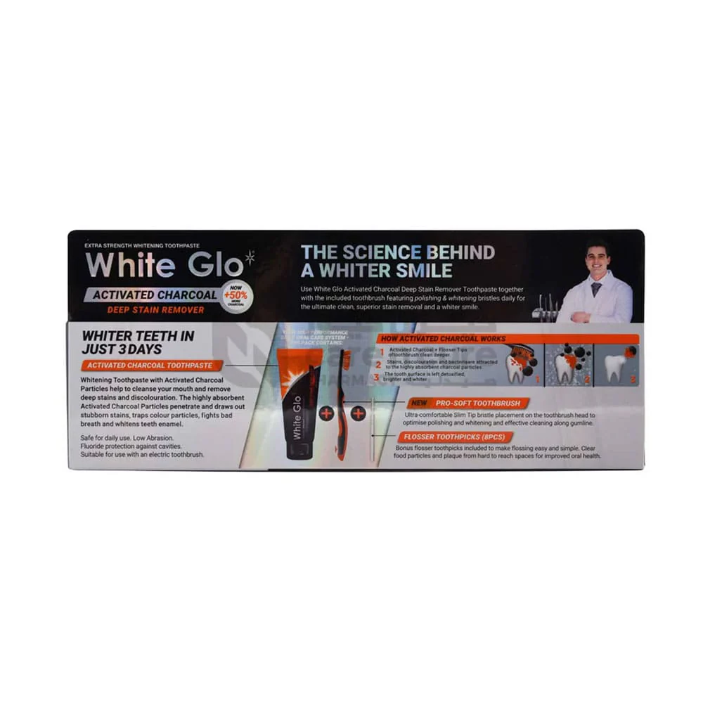 White Glo Extra Strength Whitening Toothpaste Activated Charcoal 150g 2 White Glo Extra Strength Whitening Toothpaste Activated Charcoal 150g