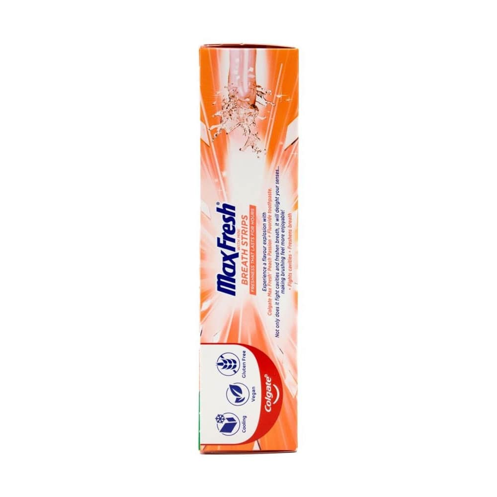 Colgate Fluoride Toothpaste Max Fresh With Mini Breath Strips Peach Passion 100g 4 Colgate Fluoride Toothpaste Max Fresh With Mini Breath Strips Peach Passion 100g