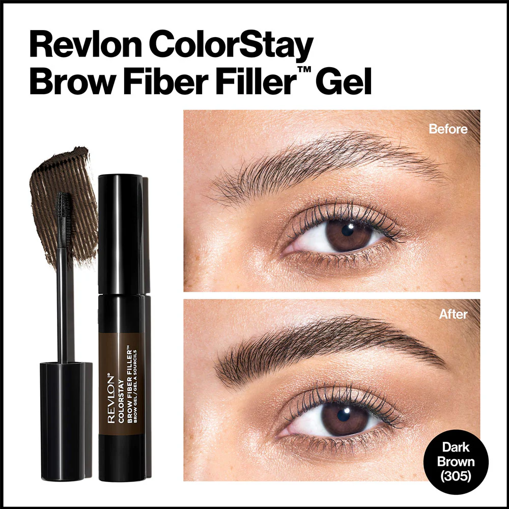 Revlon ColorStay Brow Fiber Filler Brow Gel Dark Brown 2 Revlon ColorStay Brow Fiber Filler Brow Gel Dark Brown