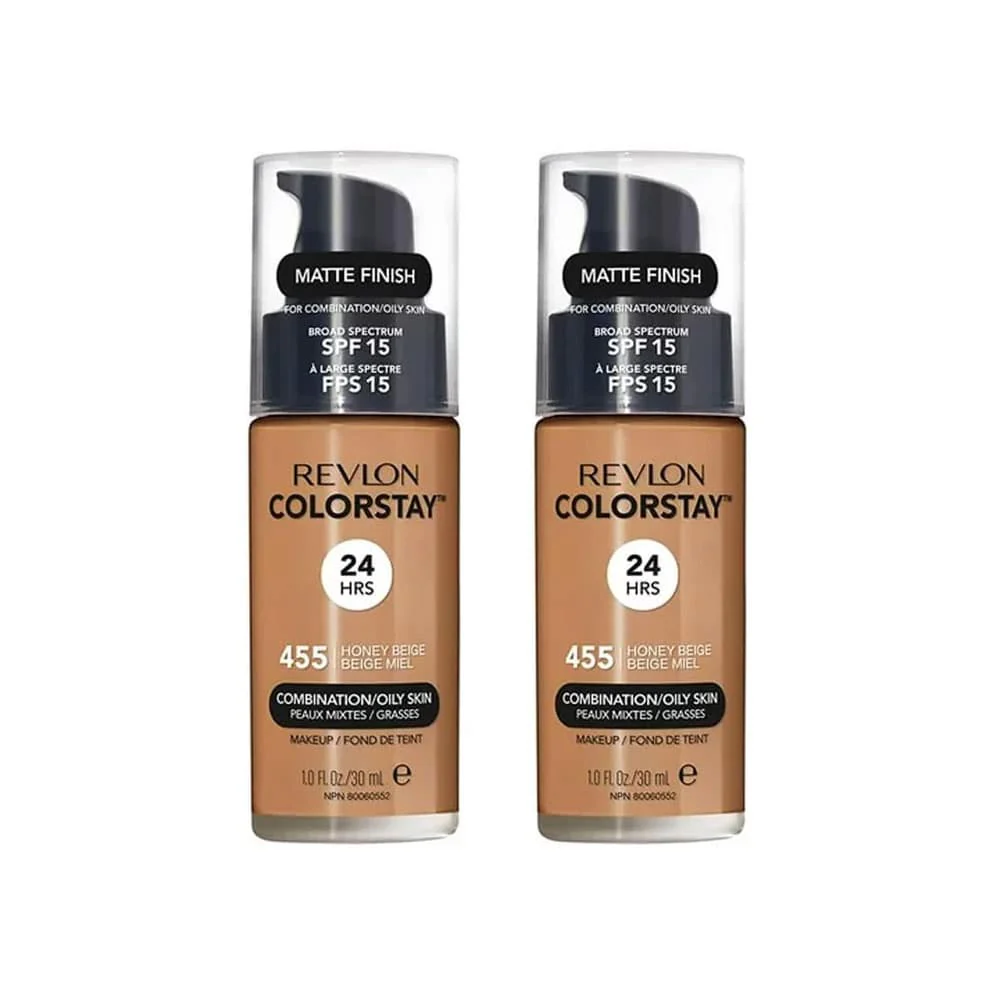 2x Revlon ColorStay Combination/Oily Foundation SPF15 455 Honey Beige 30ml