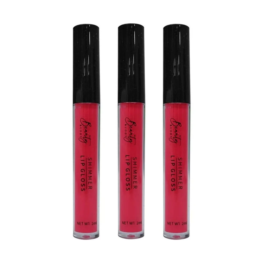 3x Beauty Buddy Shimmer Lip Gloss 07 Power Pink 2ml