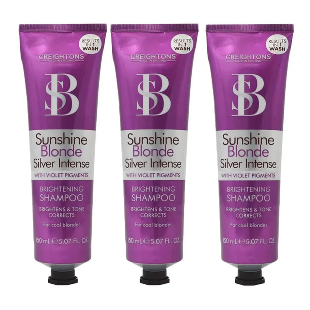 3x Creightons Sunshine Blonde Silver Intense Brightening Shampoo 150ml