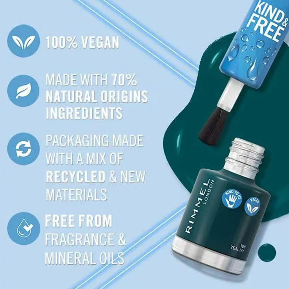 Rimmel Kind & Free Nail Polish 168 Teal Ivy 8ml 3 Rimmel Kind & Free Nail Polish 168 Teal Ivy 8ml
