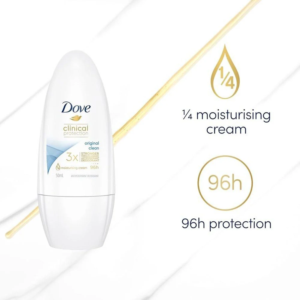 Dove Clinical Protect Original Clean Roll On Deodorant 50ml 2 Dove Clinical Protect Original Clean Roll On Deodorant 50ml