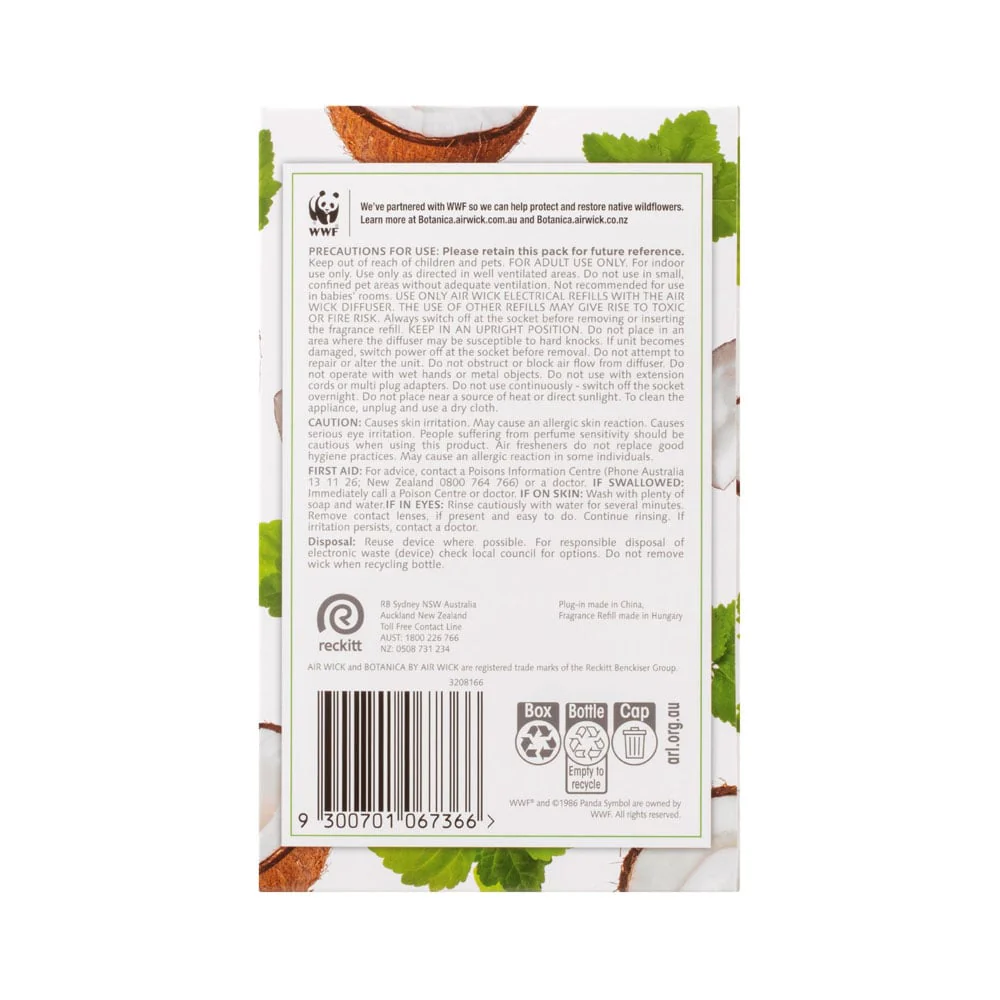 Air Wick Botanica Coconut Milk & Indonesian Patchouli 1 Plug In Diffuser & 1 Fragrance Refill 3 Air Wick Botanica Coconut Milk & Indonesian Patchouli 1 Plug In Diffuser & 1 Fragrance Refill