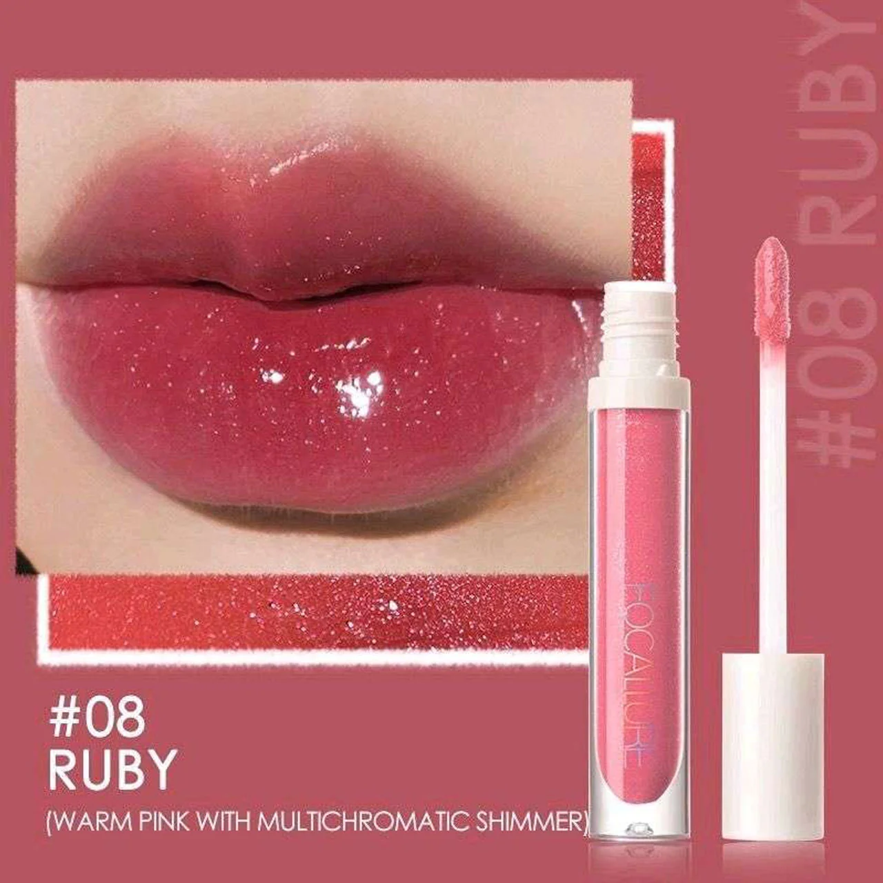 Focallure Plump High Shine Lip Glow 08 Ruby 2 Focallure Plump High Shine Lip Glow 08 Ruby