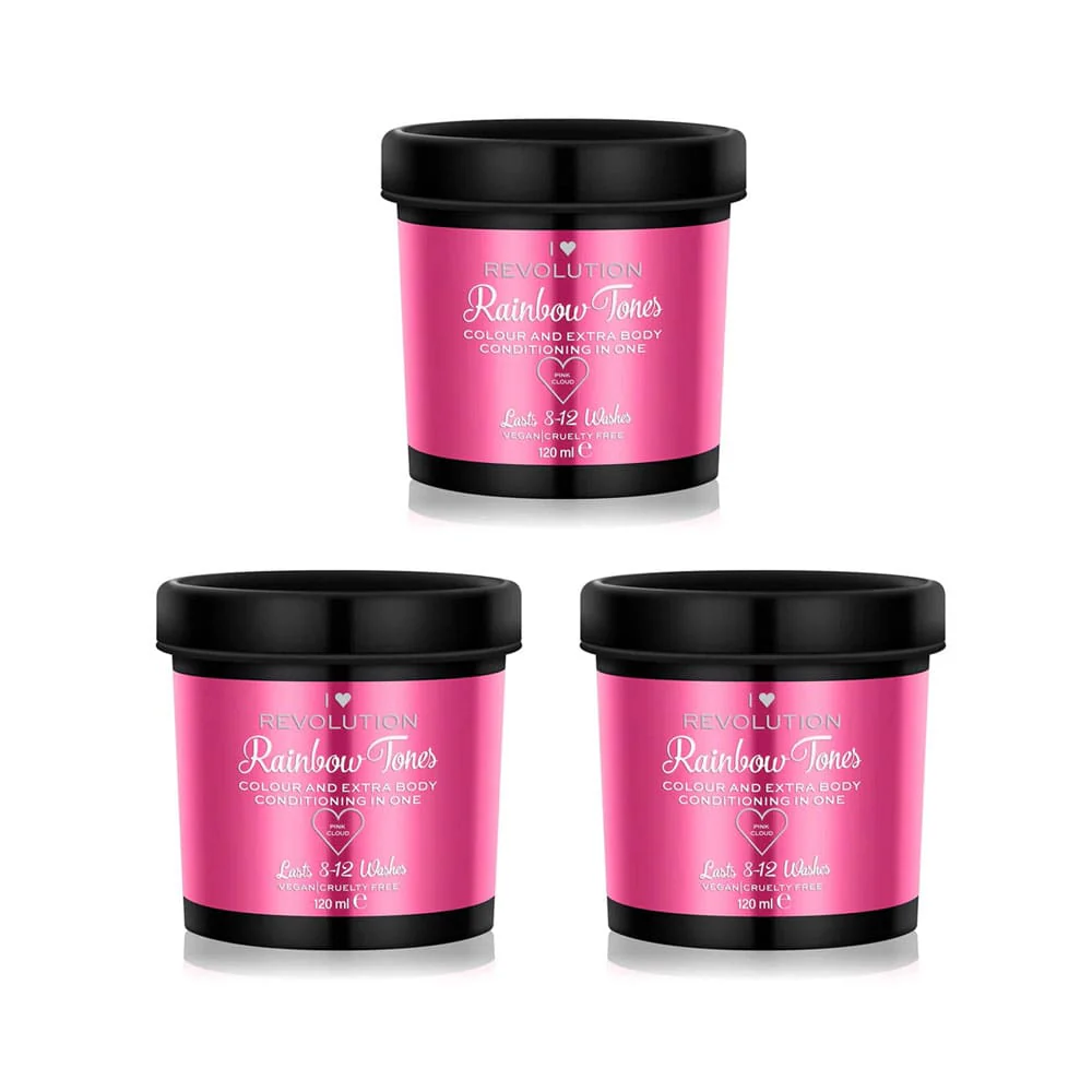 3x I Heart Revolution Rainbow Tones Colour & Extra Body Conditioning In One Pink Cloud 120ml