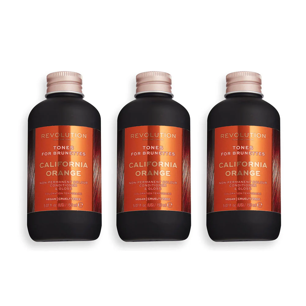 3x Revolution Tones For Brunettes Non Permanent Colour Conditioner & Gloss California Orange 150ml