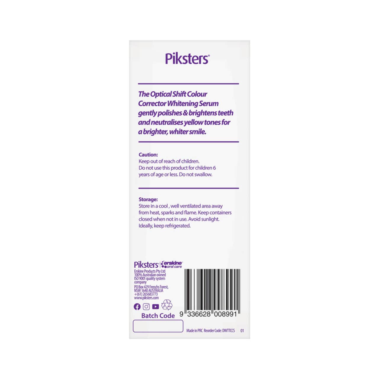 Piksters Colour Corrector Tooth Toner Whitening Serum Optical Shift 30ml - Short Dated Clearance 3 Piksters Colour Corrector Tooth Toner Whitening Serum Optical Shift 30ml - Short Dated Clearance